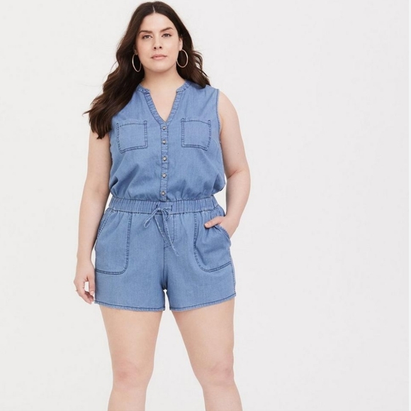 Torrid Denim Romper 0 Large - Picture 1 of 7